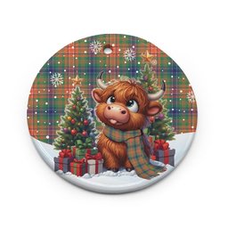 ScotsTee Shop Scottish Wilson Ancient Clan Tartan Ceramic Ornament Cute Highland Cow Christmas