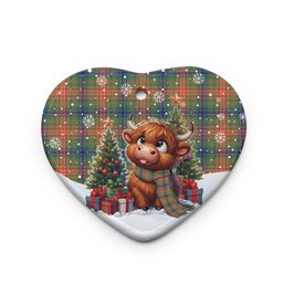 ScotsTee Shop Scottish Wilson Ancient Clan Tartan Ceramic Ornament Cute Highland Cow Christmas