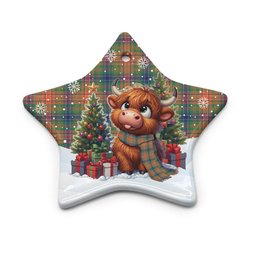 ScotsTee Shop Scottish Wilson Ancient Clan Tartan Ceramic Ornament Cute Highland Cow Christmas