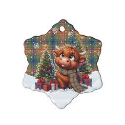 ScotsTee Shop Scottish Wilson Ancient Clan Tartan Ceramic Ornament Cute Highland Cow Christmas