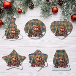 ScotsTee Shop Scottish Wilson Ancient Clan Tartan Ceramic Ornament Cute Highland Cow Christmas