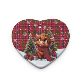 ScotsTee Shop Scottish MacRae Modern Clan Tartan Ceramic Ornament Cute Highland Cow Christmas