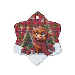 ScotsTee Shop Scottish MacRae Modern Clan Tartan Ceramic Ornament Cute Highland Cow Christmas