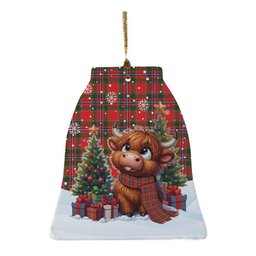 ScotsTee Shop Scottish Perthshire District Clan Tartan Ceramic Ornament Cute Highland Cow Christmas