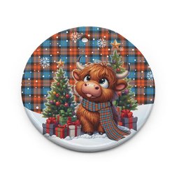 ScotsTee Shop Scottish MacLachlan Ancient Clan Tartan Ceramic Ornament Cute Highland Cow Christmas