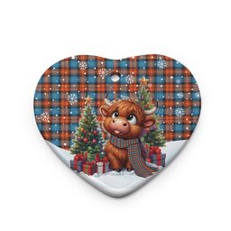 ScotsTee Shop Scottish MacLachlan Ancient Clan Tartan Ceramic Ornament Cute Highland Cow Christmas