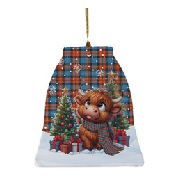 ScotsTee Shop Scottish MacLachlan Ancient Clan Tartan Ceramic Ornament Cute Highland Cow Christmas
