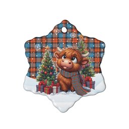 ScotsTee Shop Scottish MacLachlan Ancient Clan Tartan Ceramic Ornament Cute Highland Cow Christmas