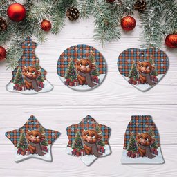 ScotsTee Shop Scottish MacLachlan Ancient Clan Tartan Ceramic Ornament Cute Highland Cow Christmas