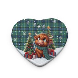 ScotsTee Shop Scottish MacNeill of Colonsay Ancient Clan Tartan Ceramic Ornament Cute Highland Cow Christmas
