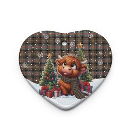 ScotsTee Shop Scottish Sutherland Weathered Clan Tartan Ceramic Ornament Cute Highland Cow Christmas