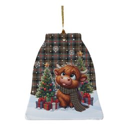 ScotsTee Shop Scottish Sutherland Weathered Clan Tartan Ceramic Ornament Cute Highland Cow Christmas