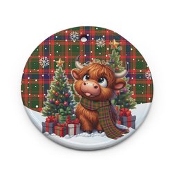 ScotsTee Shop Scottish Nithsdale District Clan Tartan Ceramic Ornament Cute Highland Cow Christmas
