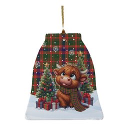 ScotsTee Shop Scottish Nithsdale District Clan Tartan Ceramic Ornament Cute Highland Cow Christmas