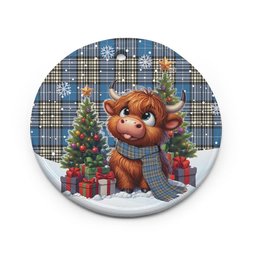 ScotsTee Shop Scottish Napier Ancient Clan Tartan Ceramic Ornament Cute Highland Cow Christmas