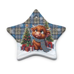 ScotsTee Shop Scottish Napier Ancient Clan Tartan Ceramic Ornament Cute Highland Cow Christmas
