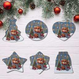 ScotsTee Shop Scottish Napier Ancient Clan Tartan Ceramic Ornament Cute Highland Cow Christmas