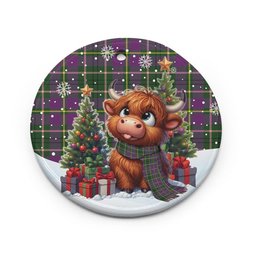 ScotsTee Shop Scottish Taylor Clan Tartan Ceramic Ornament Cute Highland Cow Christmas