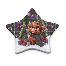 ScotsTee Shop Scottish Taylor Clan Tartan Ceramic Ornament Cute Highland Cow Christmas