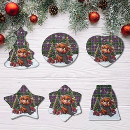 ScotsTee Shop Scottish Taylor Clan Tartan Ceramic Ornament Cute Highland Cow Christmas