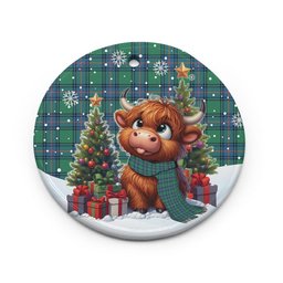 ScotsTee Shop Scottish Shaw Ancient Clan Tartan Ceramic Ornament Cute Highland Cow Christmas