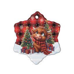 ScotsTee Shop Scottish MacIver Modern Clan Tartan Ceramic Ornament Cute Highland Cow Christmas
