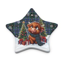 ScotsTee Shop Scottish MacInnes Modern Clan Tartan Ceramic Ornament Cute Highland Cow Christmas
