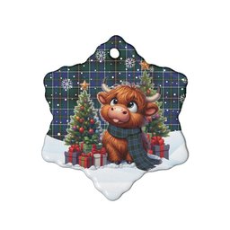 ScotsTee Shop Scottish MacInnes Modern Clan Tartan Ceramic Ornament Cute Highland Cow Christmas