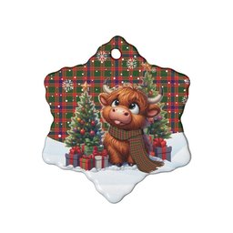 ScotsTee Shop Scottish Skene Modern Clan Tartan Ceramic Ornament Cute Highland Cow Christmas