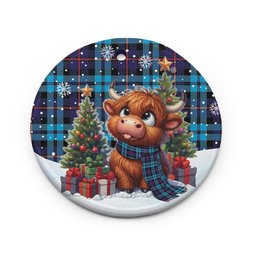 ScotsTee Shop Scottish McCorquodale Clan Tartan Ceramic Ornament Cute Highland Cow Christmas