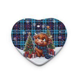 ScotsTee Shop Scottish McCorquodale Clan Tartan Ceramic Ornament Cute Highland Cow Christmas