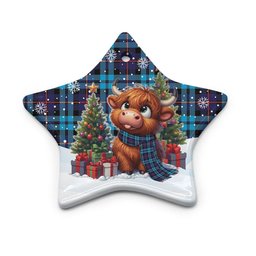 ScotsTee Shop Scottish McCorquodale Clan Tartan Ceramic Ornament Cute Highland Cow Christmas