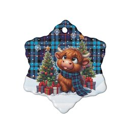 ScotsTee Shop Scottish McCorquodale Clan Tartan Ceramic Ornament Cute Highland Cow Christmas