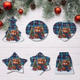 ScotsTee Shop Scottish McCorquodale Clan Tartan Ceramic Ornament Cute Highland Cow Christmas
