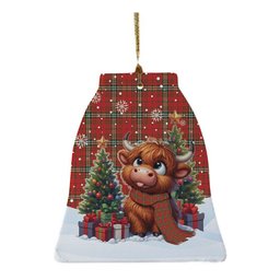 ScotsTee Shop Scottish MacLay Modern Clan Tartan Ceramic Ornament Cute Highland Cow Christmas