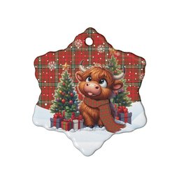 ScotsTee Shop Scottish MacLay Modern Clan Tartan Ceramic Ornament Cute Highland Cow Christmas