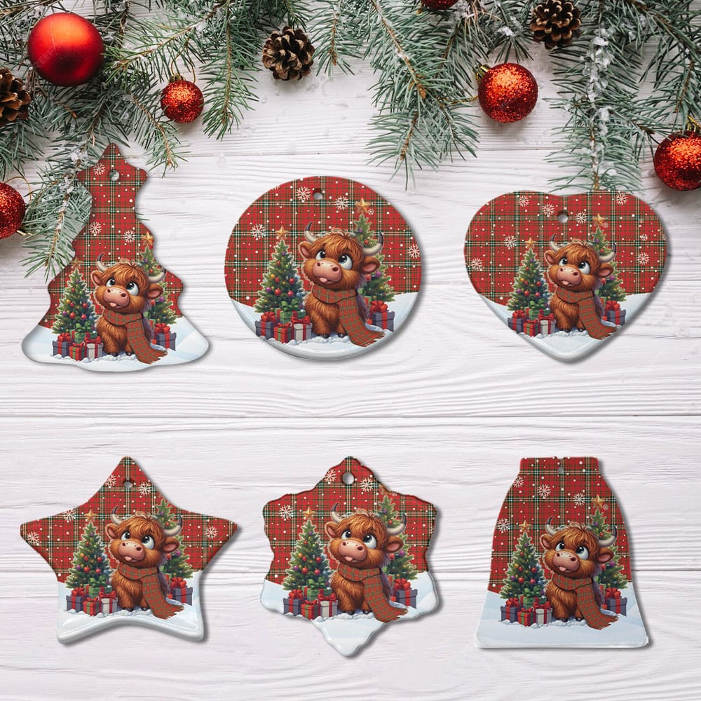ScotsTee Shop Scottish MacLay Modern Clan Tartan Ceramic Ornament Cute Highland Cow Christmas