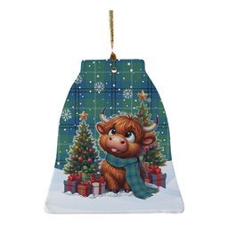 ScotsTee Shop Scottish Oliphant Ancient Clan Tartan Ceramic Ornament Cute Highland Cow Christmas