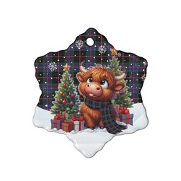 ScotsTee Shop Scottish Nairn Clan Tartan Ceramic Ornament Cute Highland Cow Christmas