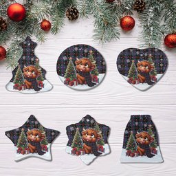 ScotsTee Shop Scottish Nairn Clan Tartan Ceramic Ornament Cute Highland Cow Christmas