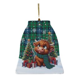 ScotsTee Shop Scottish Urquhart Ancient Clan Tartan Ceramic Ornament Cute Highland Cow Christmas