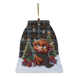ScotsTee Shop Scottish BlackWatch Weathered Clan Tartan Ceramic Ornament Cute Highland Cow Christmas
