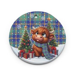 ScotsTee Shop Scottish US Marine Clan Tartan Ceramic Ornament Cute Highland Cow Christmas