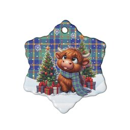 ScotsTee Shop Scottish US Marine Clan Tartan Ceramic Ornament Cute Highland Cow Christmas