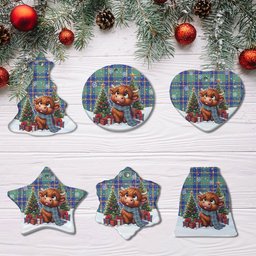 ScotsTee Shop Scottish US Marine Clan Tartan Ceramic Ornament Cute Highland Cow Christmas