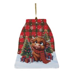 ScotsTee Shop Scottish MacNab Modern Clan Tartan Ceramic Ornament Cute Highland Cow Christmas