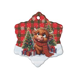 ScotsTee Shop Scottish MacNab Modern Clan Tartan Ceramic Ornament Cute Highland Cow Christmas