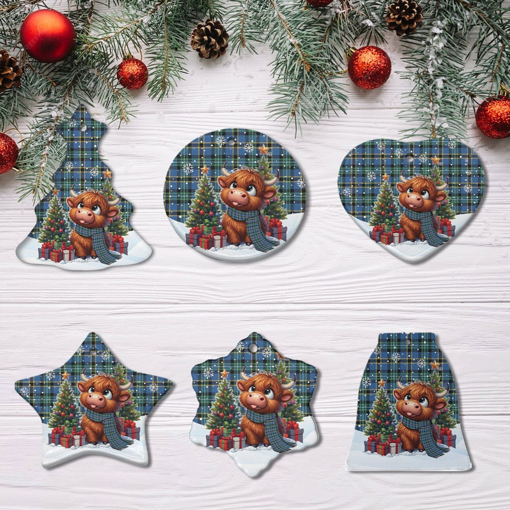 ScotsTee Shop Scottish Weir Ancient Clan Tartan Ceramic Ornament Cute Highland Cow Christmas