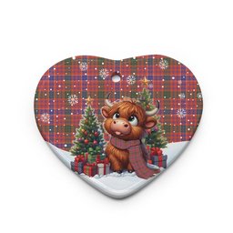ScotsTee Shop Scottish MacRae Ancient Clan Tartan Ceramic Ornament Cute Highland Cow Christmas