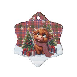 ScotsTee Shop Scottish MacRae Ancient Clan Tartan Ceramic Ornament Cute Highland Cow Christmas